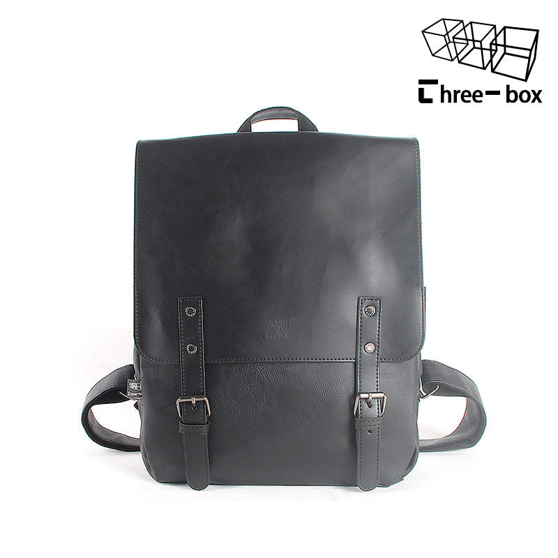 Sarah Express Structured PU Leather Travel Laptop Backpack Black