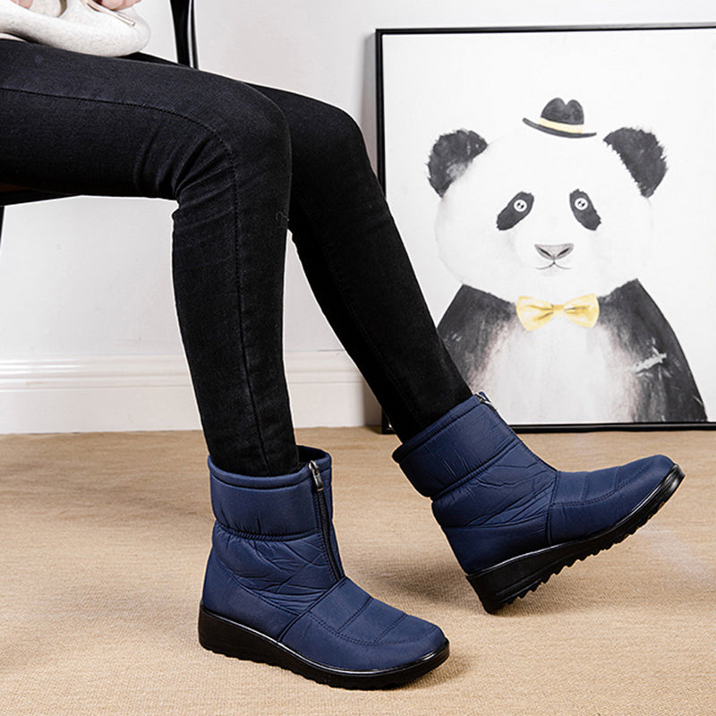 Sarah Express Women's Plush Lined Front Zip Snow Boots