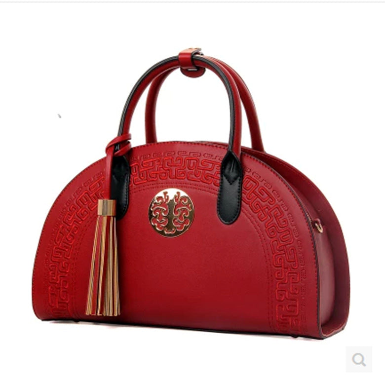 Sarah Express Embroidered Half Moon Structured Handbag
