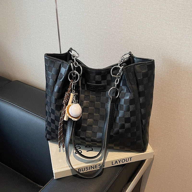 Sarah Express Commuter Tote Bag with Decorative Chain Black Includes Pendant