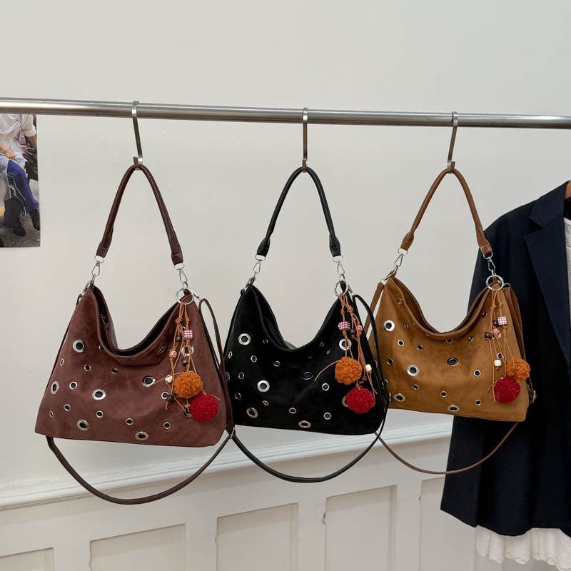 Sarah Express Retro Suede Velvet Shoulder Tote Bag