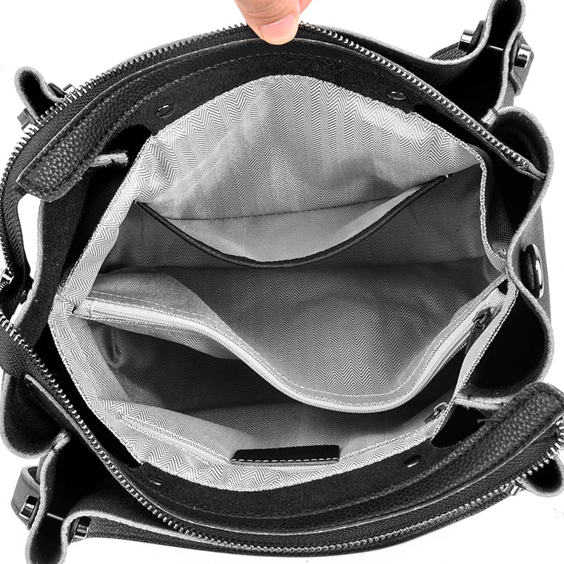 Sarah Express Genuine Leather Bucket Tote Bag