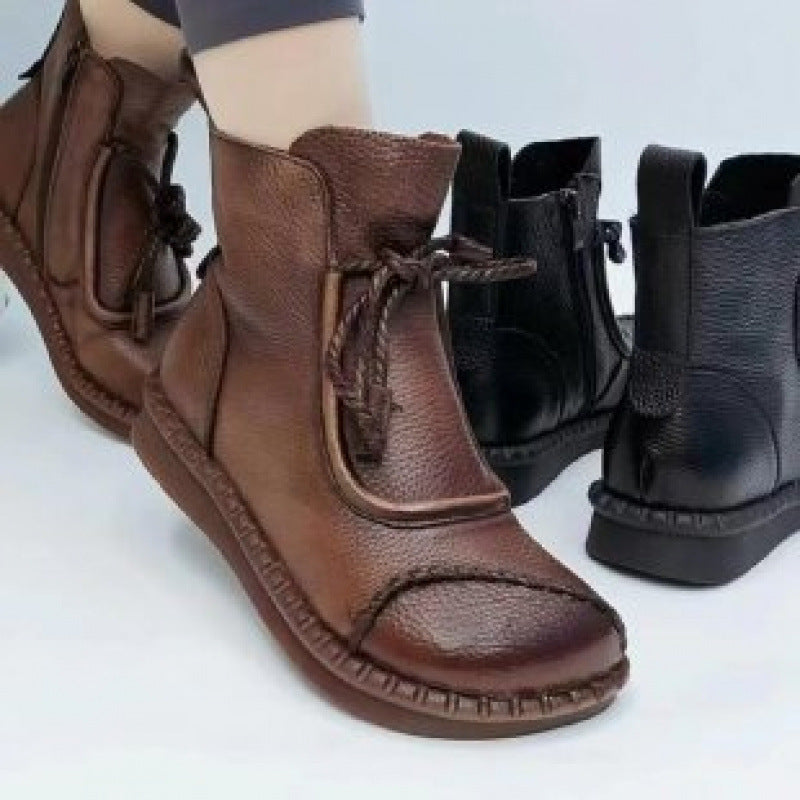 Sarah Express Women's Lace-Up Chunky Heel Ankle Boots