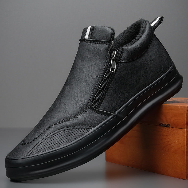 Sarah Express Men's Casual Zippered Round Toe Shoes Black