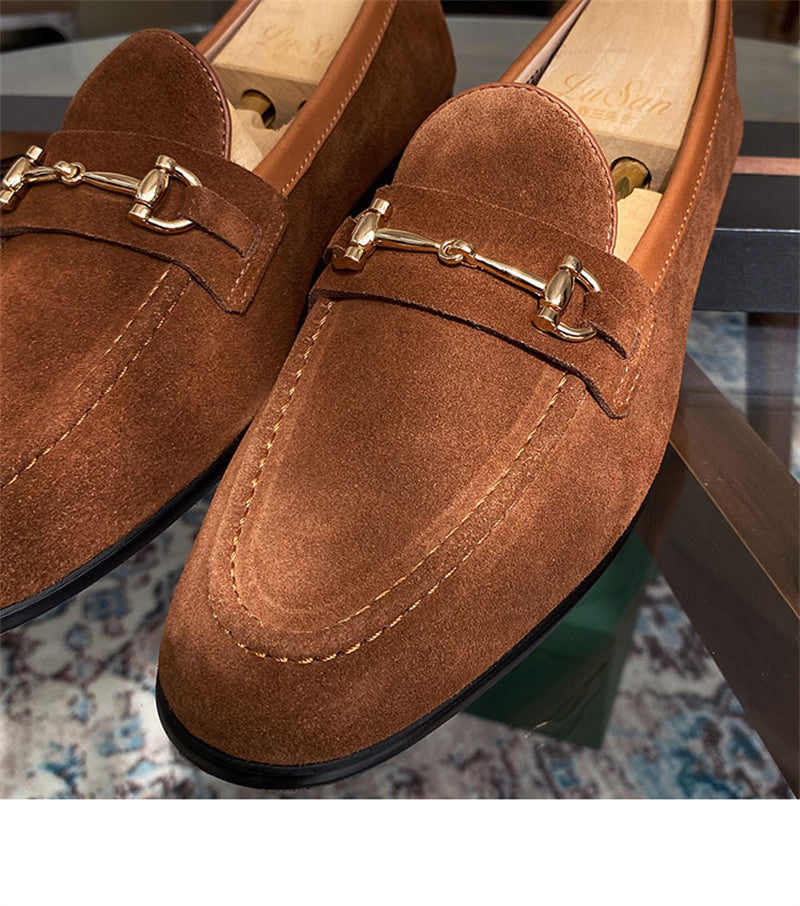 Sarah Express Men's Suede Horsebit Slip-On Loafers