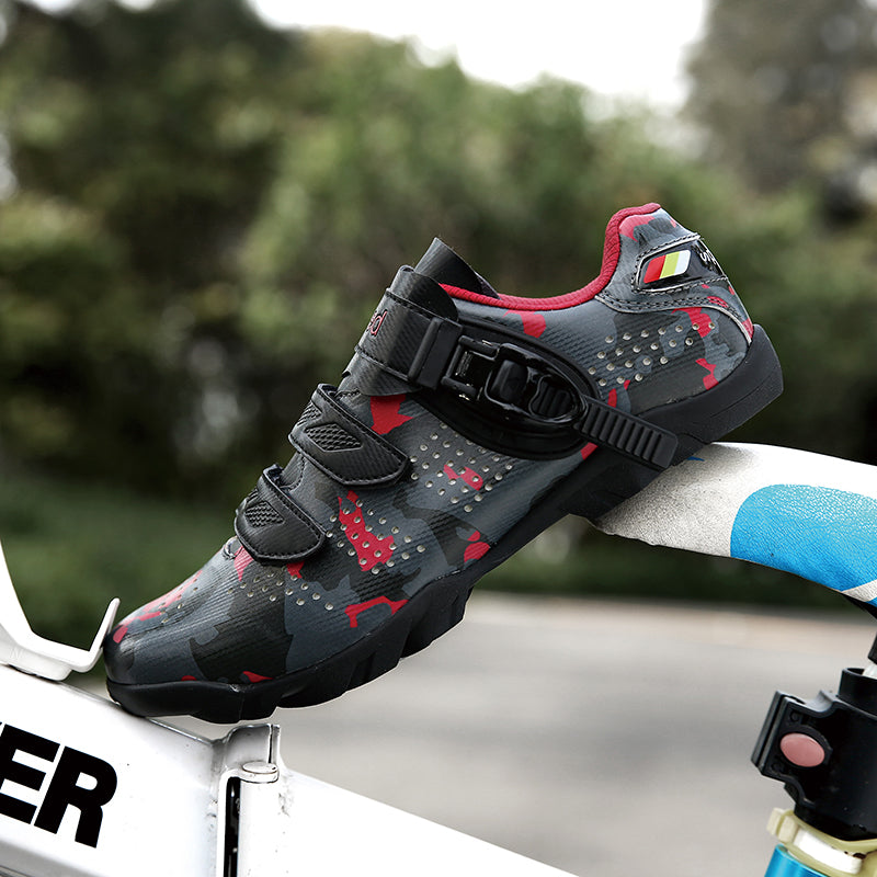 Sarah Express Camo Pattern Road Cycling Shoes Red Unlocked