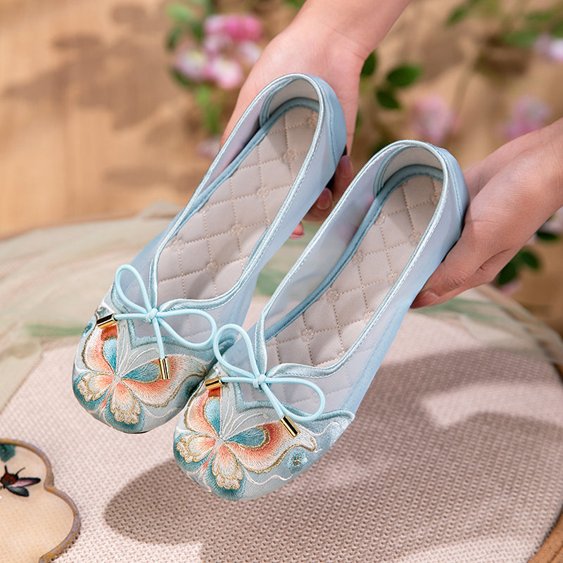 Sarah Express Butterfly Embroidered Mesh Breathable Flats