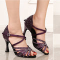 Sarah Express Rhinestone Embellished Latin Dance Performance Shoes Purple