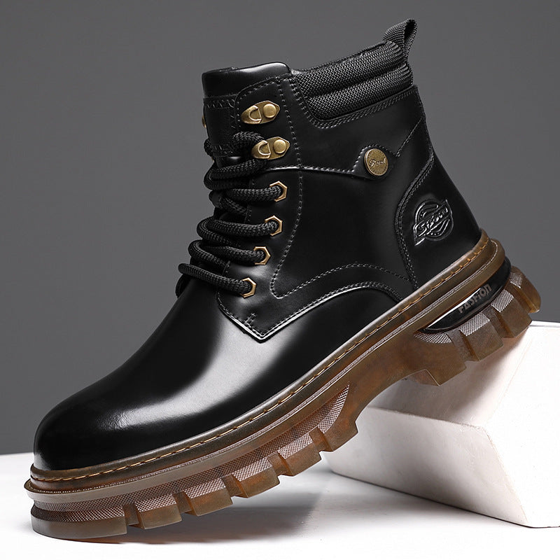 Sarah Express Men's Fleece-Lined British Platform Boots Black