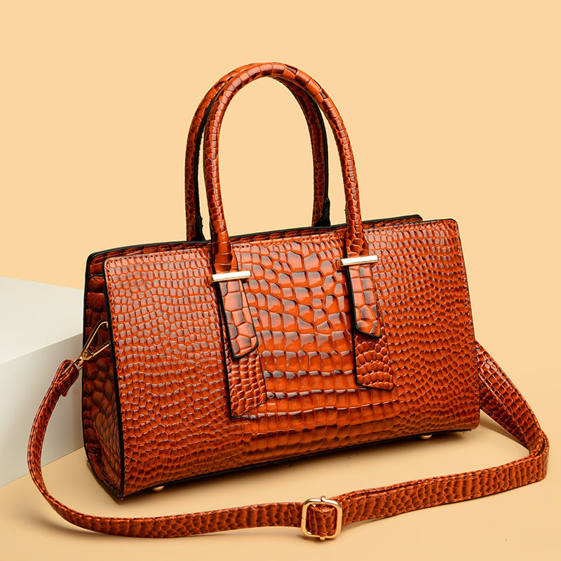 Sarah Express Crocodile Pattern Structured Messenger Shoulder Bag