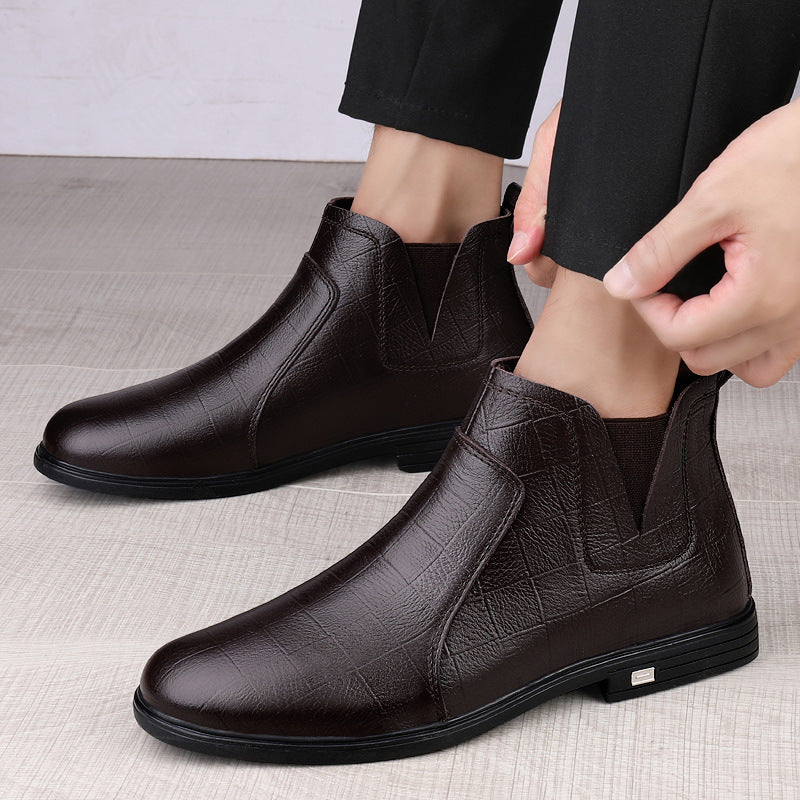 Sarah Express Men's Casual Leather Slip-On Boots