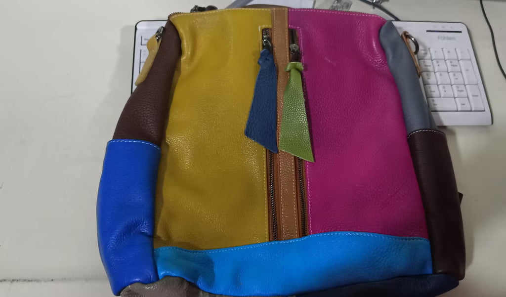 Sarah Express Multicolor Cowhide Leather Casual Backpack Colorful