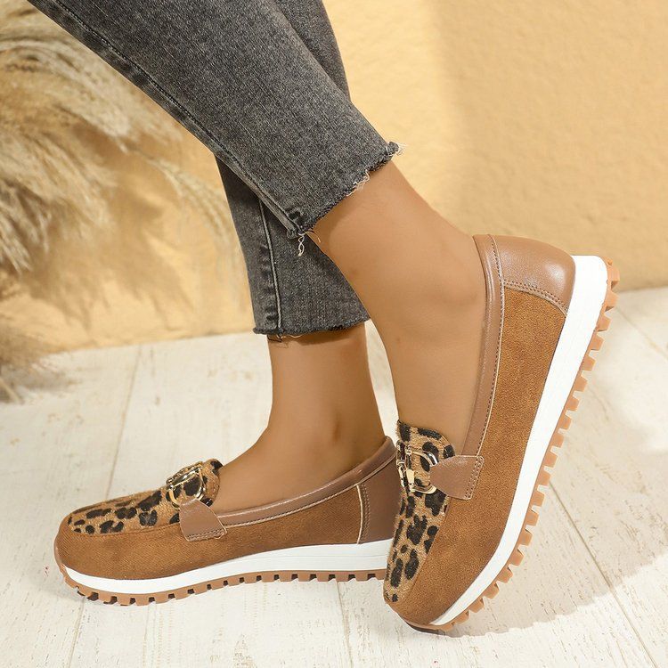 Sarah Express Round Toe Metal Buckle Leisure Loafers