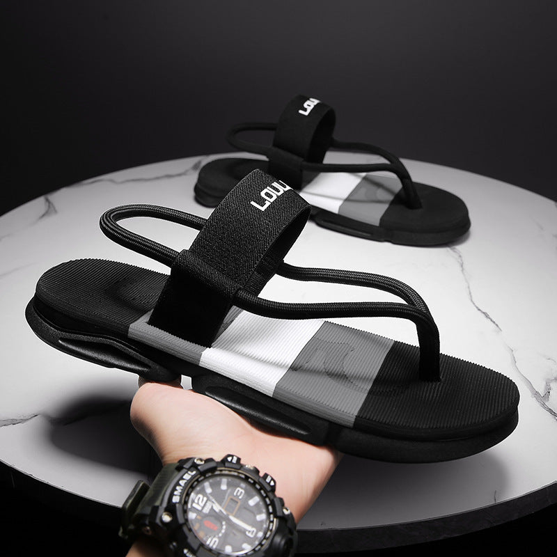 Sarah Express Men's Sporty Thong Sandals Black
