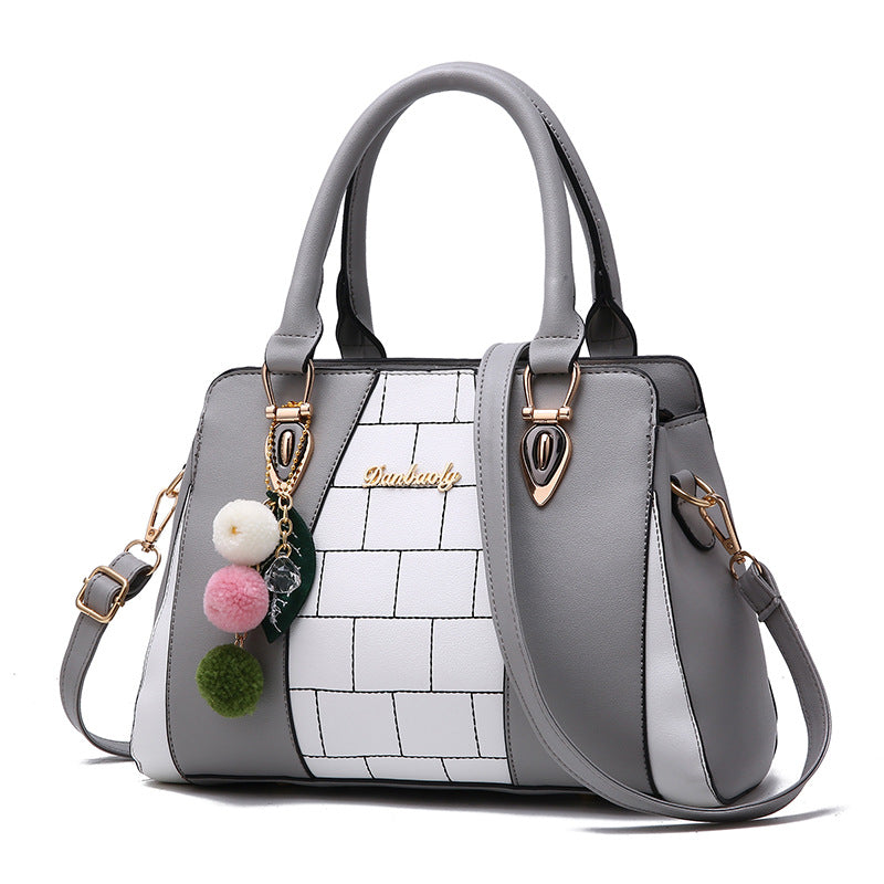 Sarah Express Contrasting Color Structured Handbag Grey