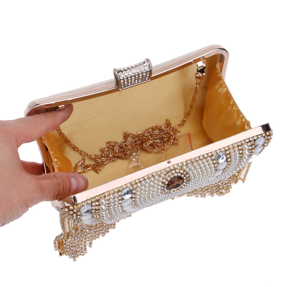 Sarah Express Crystal Tassel Evening Banquet Clutch Bag