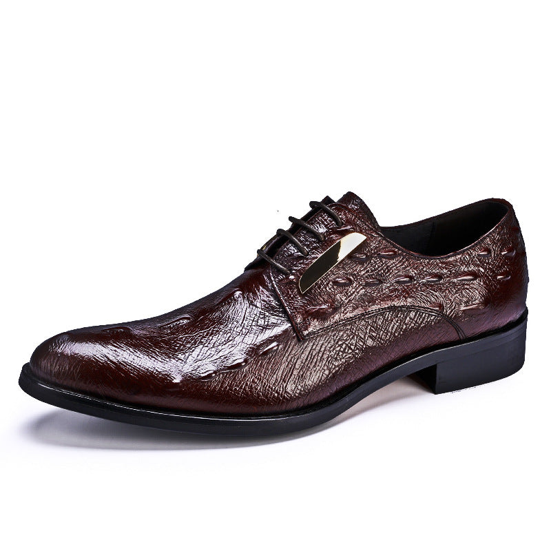 Sarah Express Men's Crocodile Texture Formal Dress Shoes