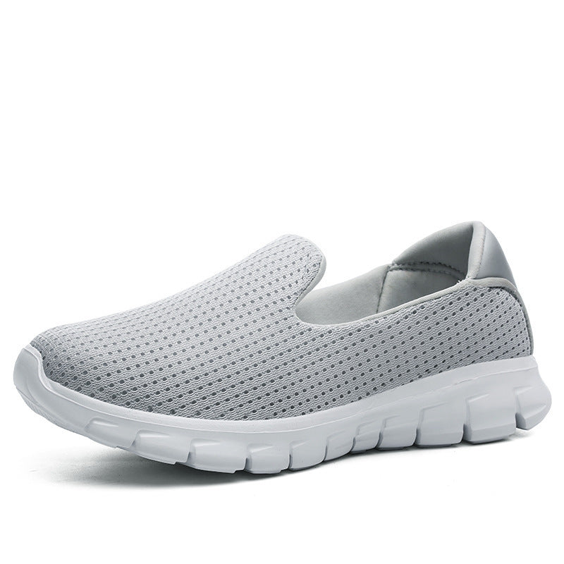 Sarah Express Lightweight Mesh Slip-On Walking Sneakers Light Grey