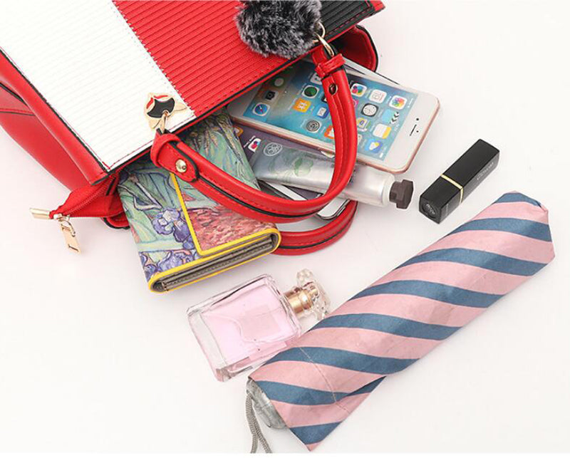 Sarah Express Patchwork Messenger Bag with Hairball Ornament