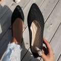 Sarah Express Pointed-Toe Flyknit Slip-On Loafer Flats Black