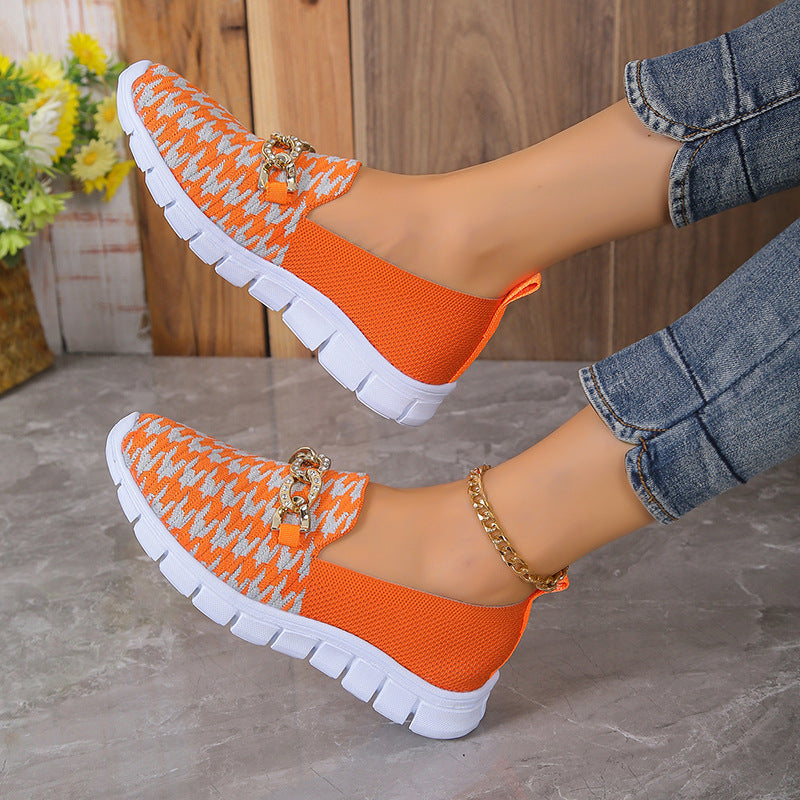 Sarah Express Houndstooth Chain Mesh Breathable Loafers