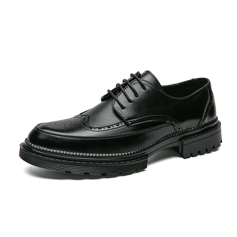 Sarah Express Men's Brogue Casual Leather Dress Shoes Black