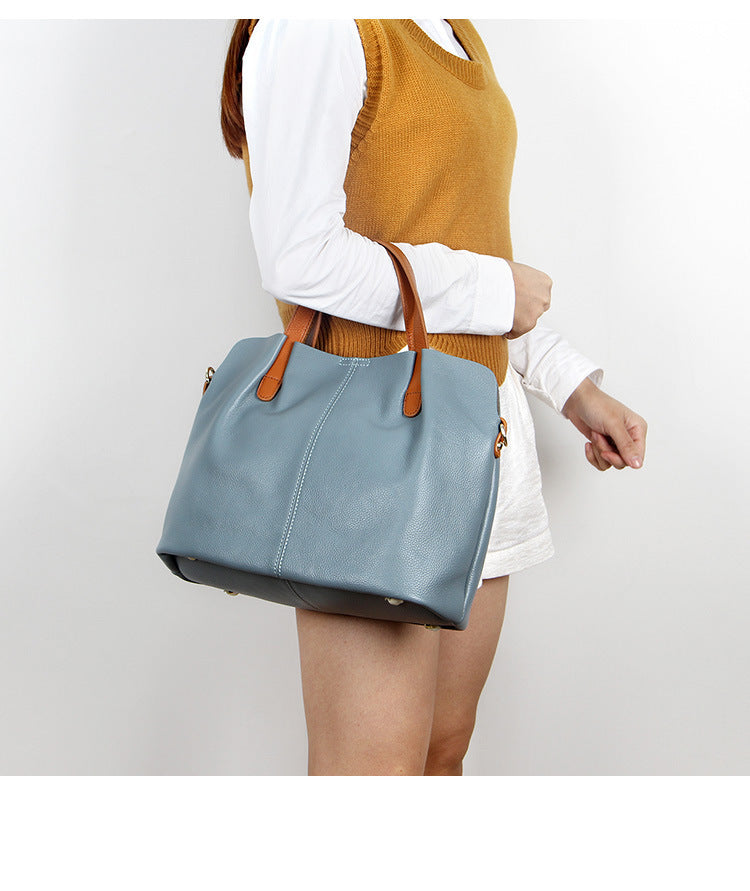 Sarah Express Structured Leather Tote Shoulder Bag