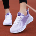 Sarah Express Women's Breathable Mesh Knit Leisure Sneakers White purple