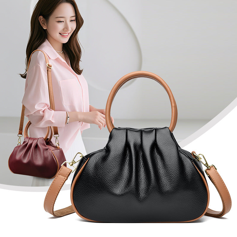 Sarah Express Pleated Leather Crossbody Shoulder Bag