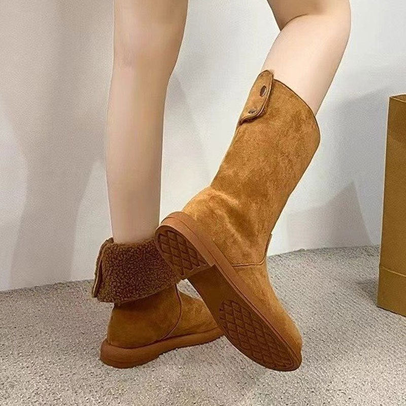 Sarah Express Warm Cotton Lined Mid-Calf Slip-On Boots