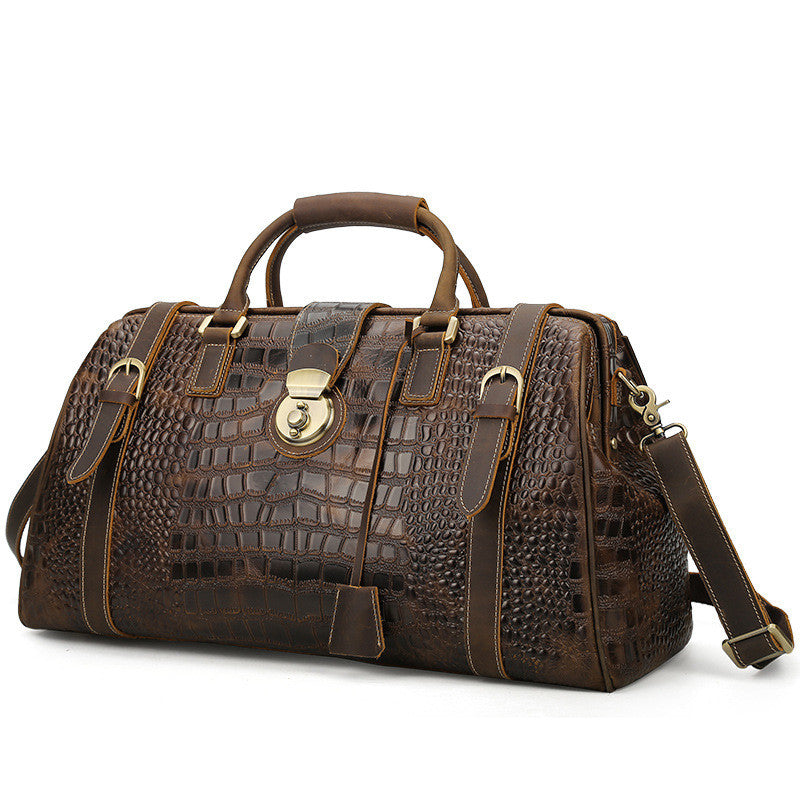 Sarah Express Crocodile Pattern Leather Travel Bag No logo spot dark brown P6625F
