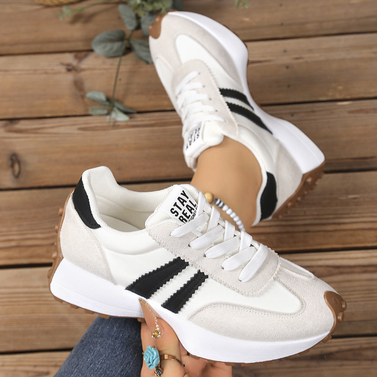 Sarah Express Women's Chunky Sole Breathable Mesh Sneakers