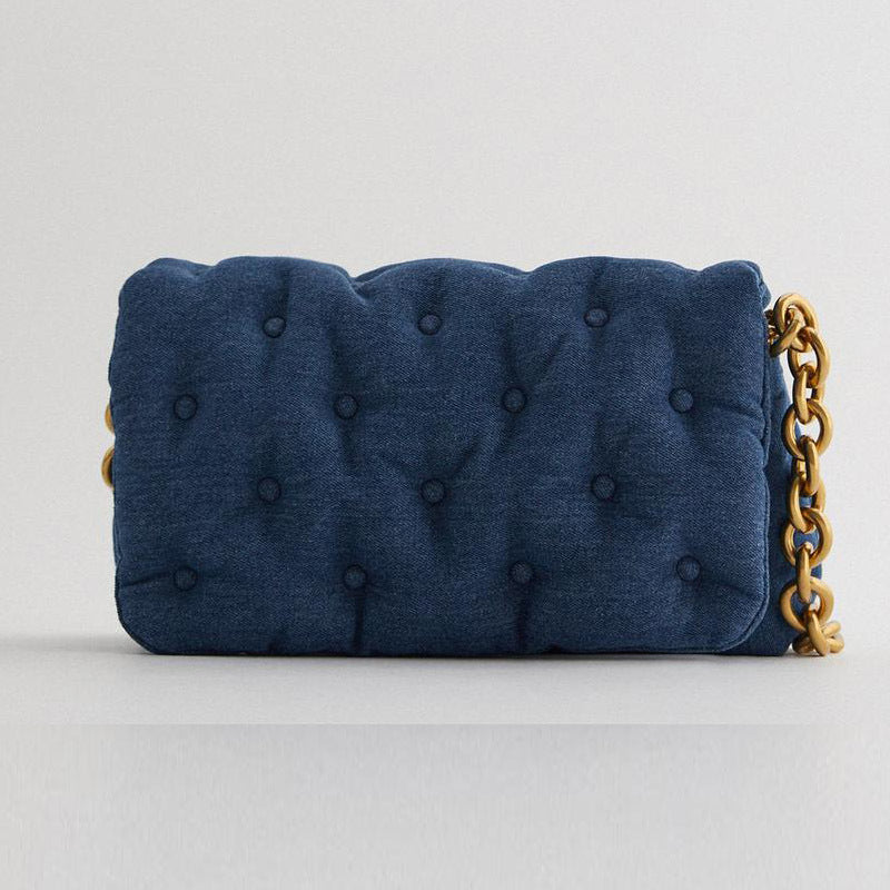Sarah Express Oversized Quilted Denim Crossbody Bag