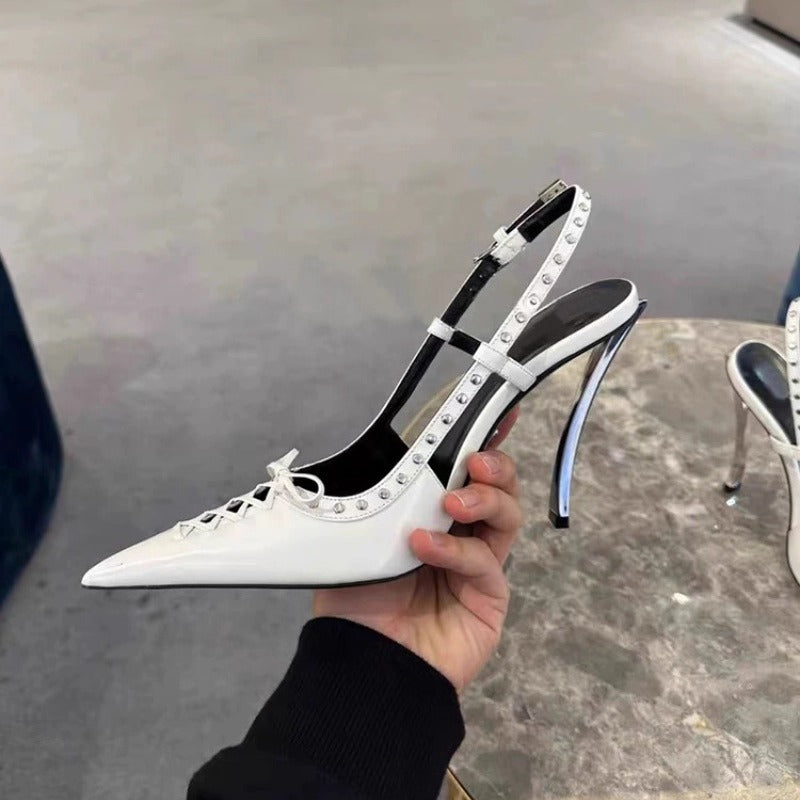 Sarah Express Pointed-Toe Stiletto Heels with Rivet Detail