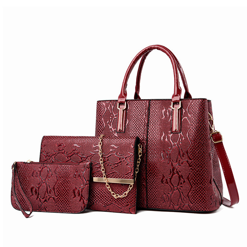Sarah Express Structured Shoulder Bag Three-Piece Set Red
