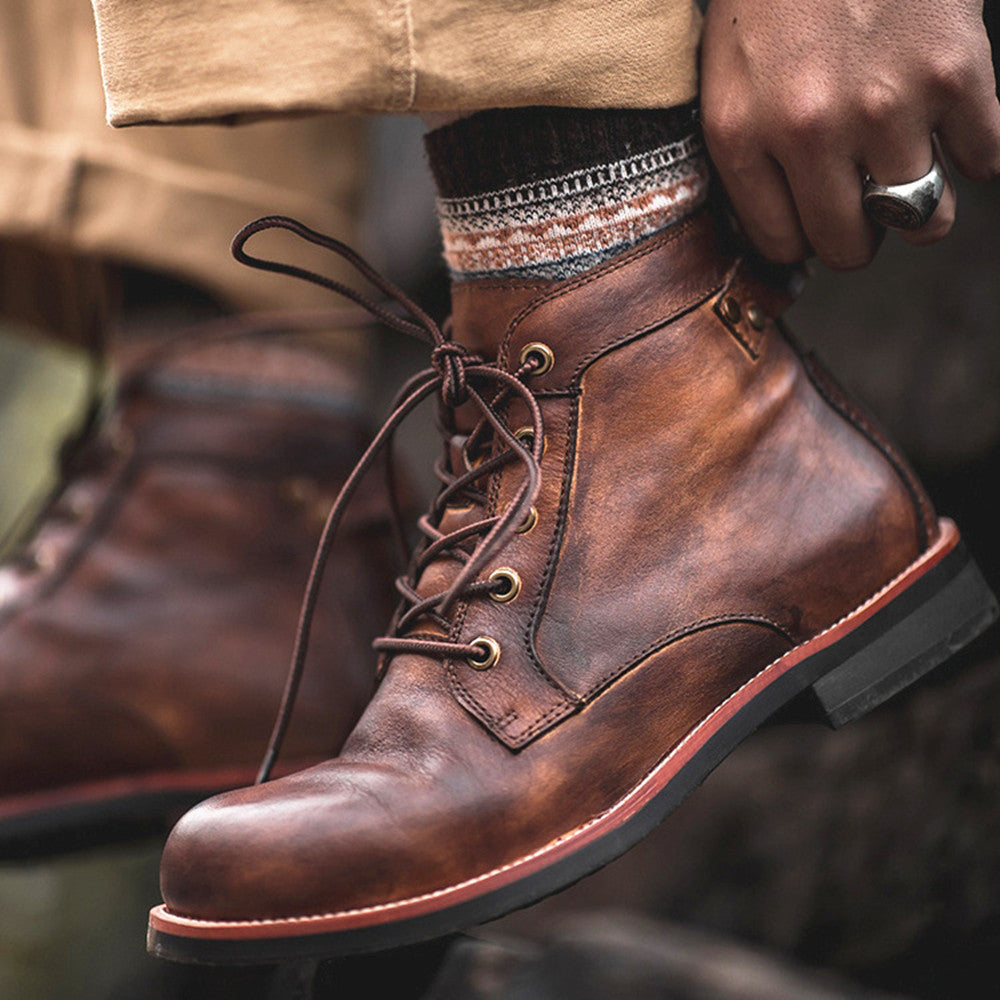 Sarah Express Men's Lace-Up Martin Work Boots