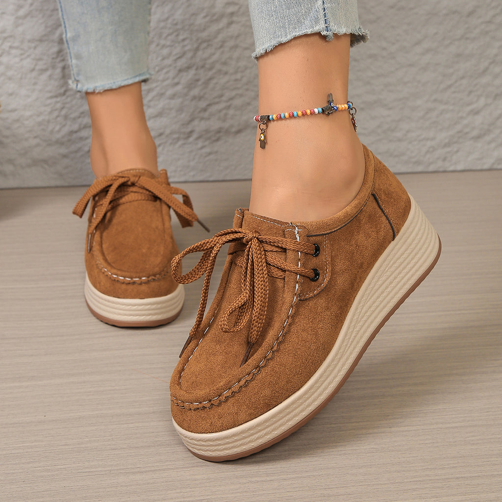 Sarah Express Lace-Up Chunky Sole Suede Pumps