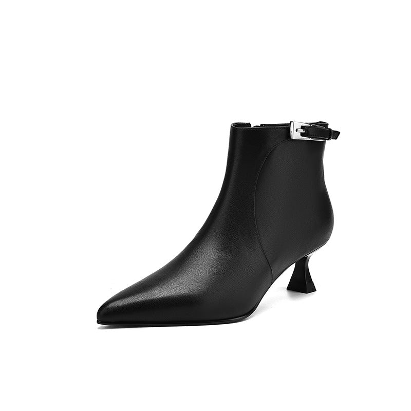 Sarah Express Pointed-Toe Stiletto Ankle Boots with Buckle