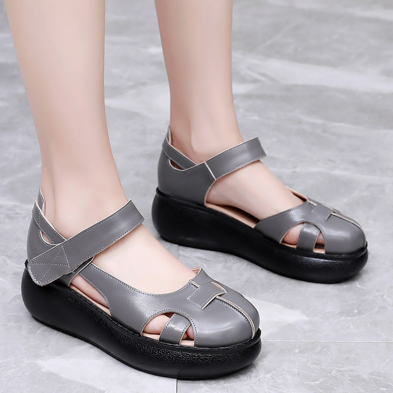 Sarah Express Genuine Leather Closed-Toe Roman Sandals