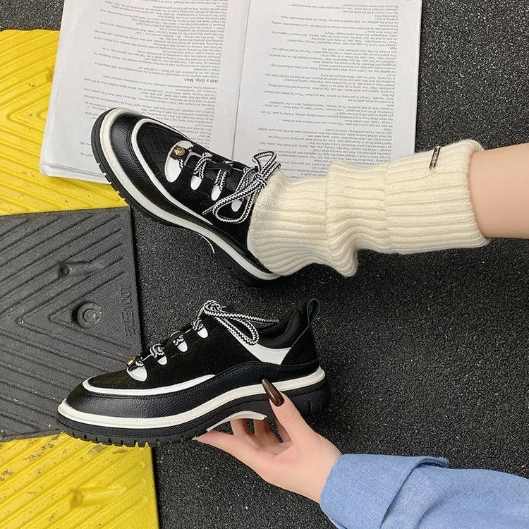Retro Color Block Lace-Up Sneakers – lace-up detail alternate view