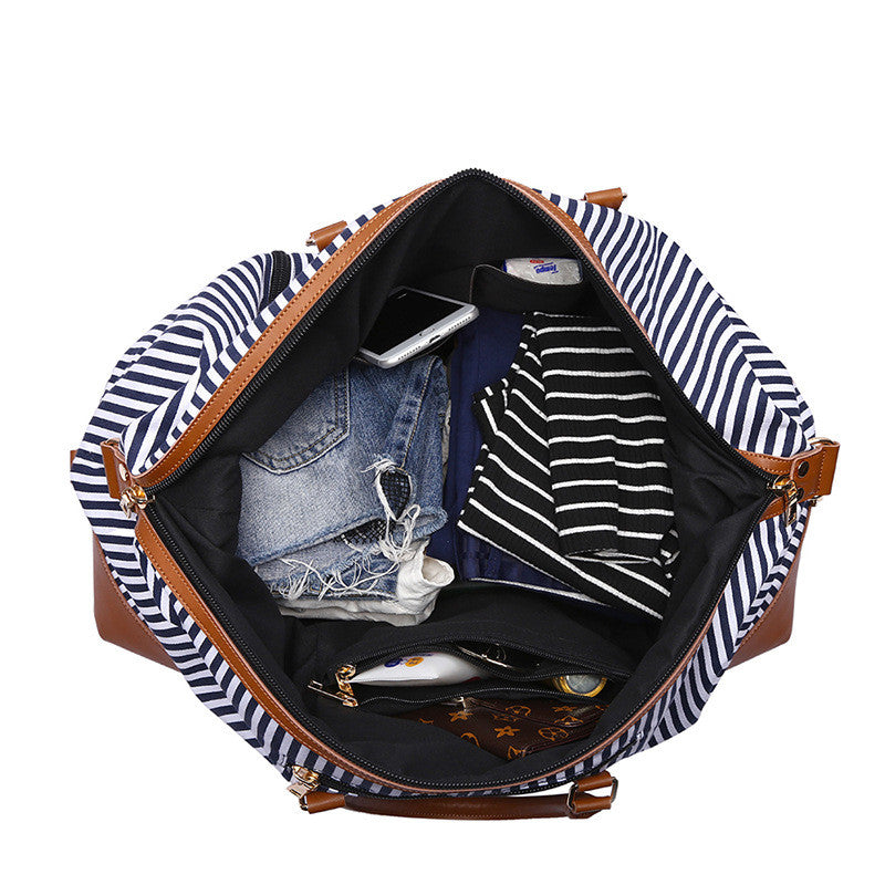 Sarah Express Striped Canvas Messenger Travel Bag