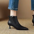 Sarah Express Pointed-Toe Stiletto Ankle Boots with Buckle Black