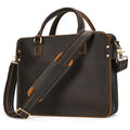 Sarah Express Retro Crazy Horse Leather Business Briefcase Dark Brown