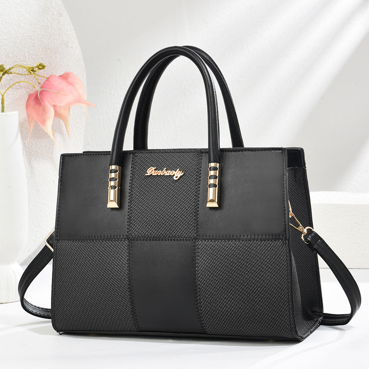 Sarah Express Patchwork Color Block Tote Handbag