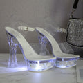 Sarah Express Transparent Floral Platform Party Sandals White