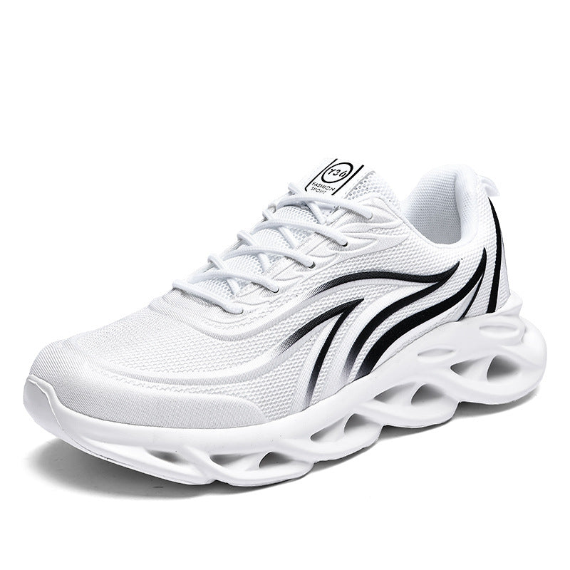 Sarah Express Men's Breathable Mesh Wing Pattern Sneakers White