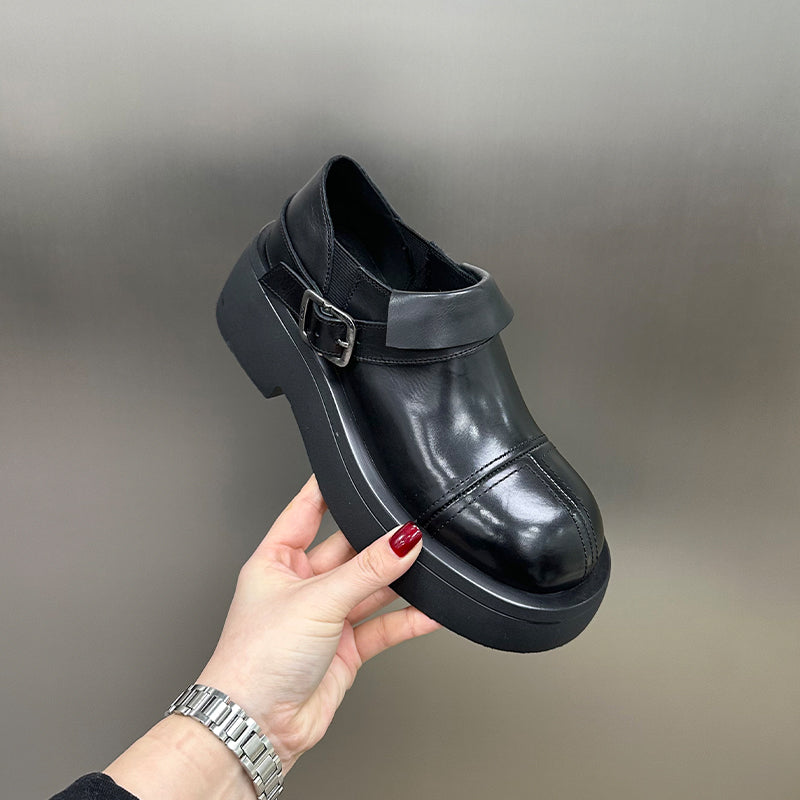 Sarah Express British-Style Chunky Heel Buckle Pumps