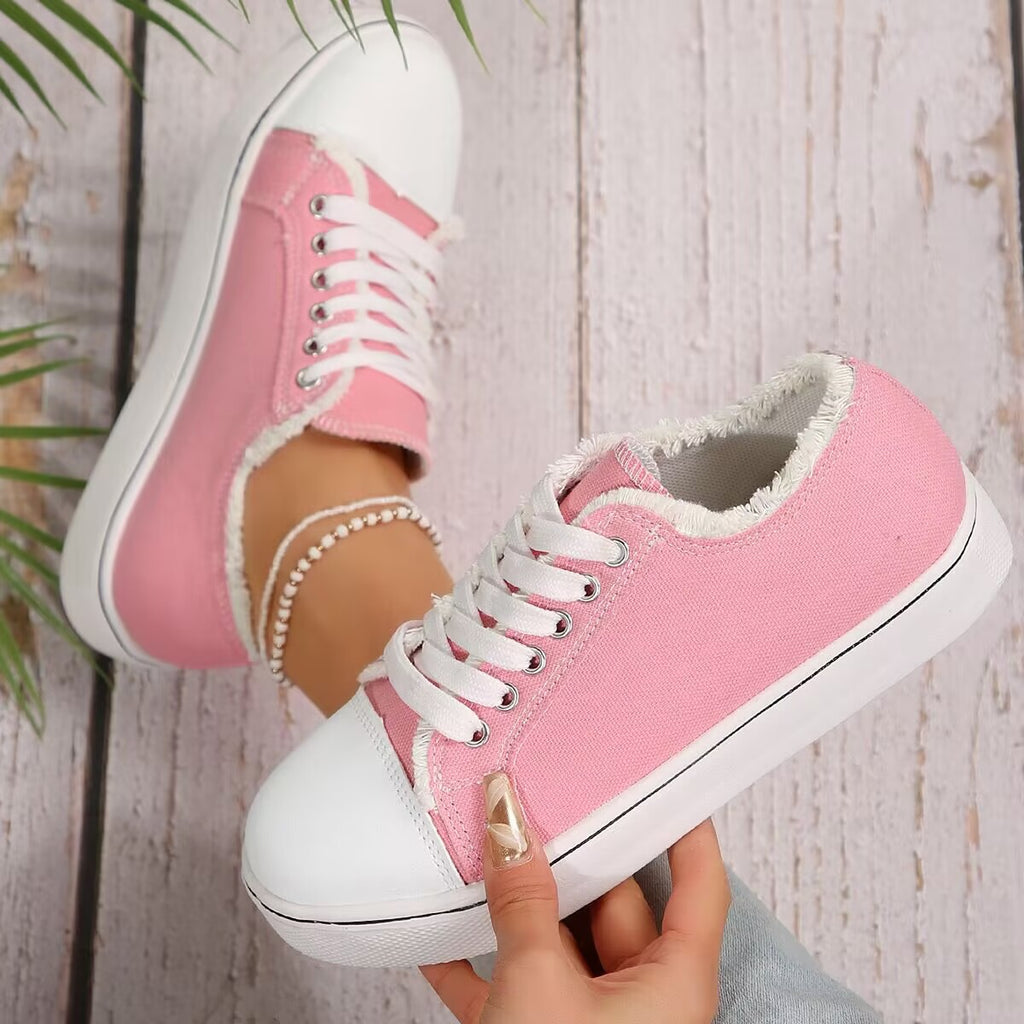 Sarah Express Women's Lace-Up Canvas Casual Sneakers