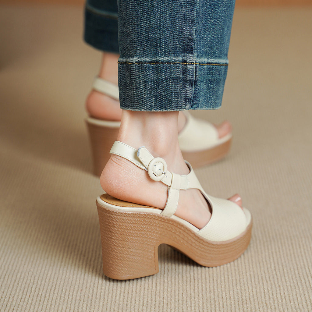 Perforated Lambskin Chunky Platform Slingback Sandals – sole profile alternate view 14