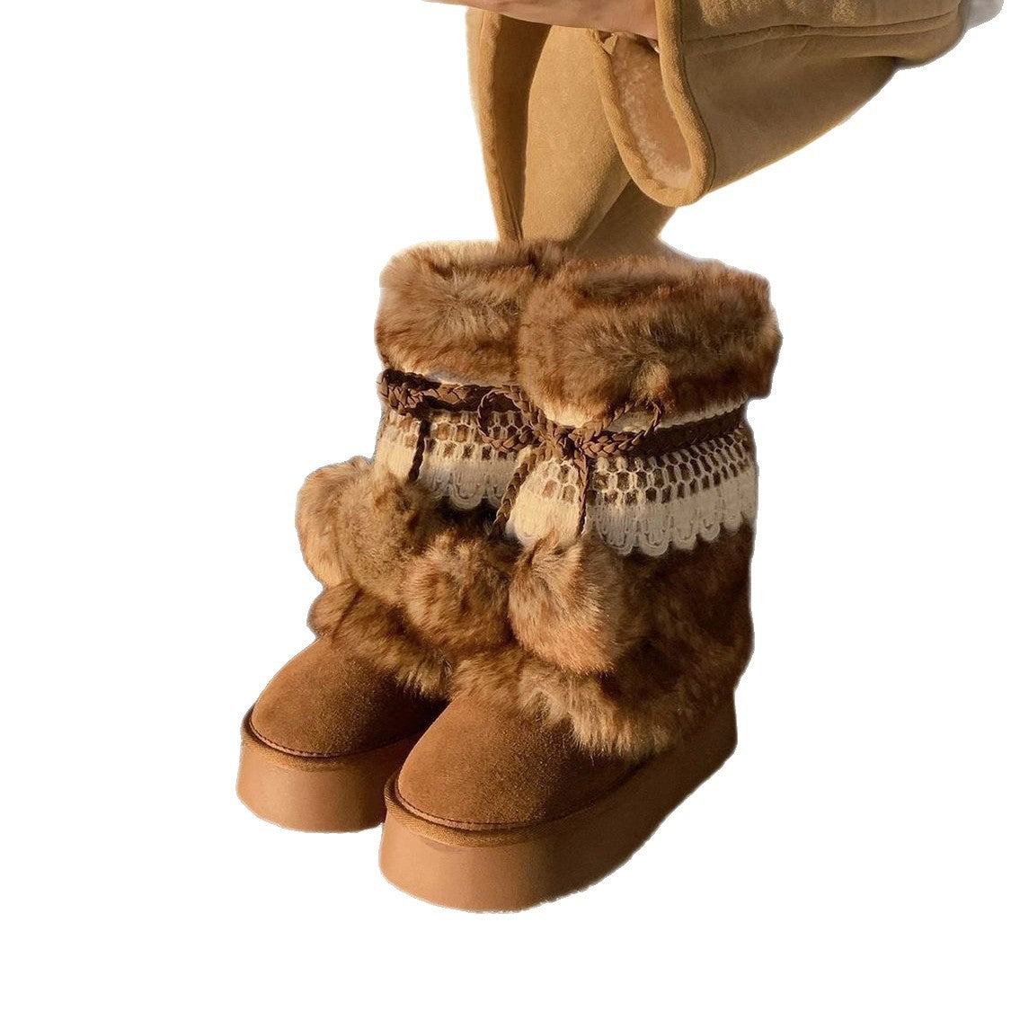 Sarah Express Retro Fleece-Lined Chunky Ankle Boots